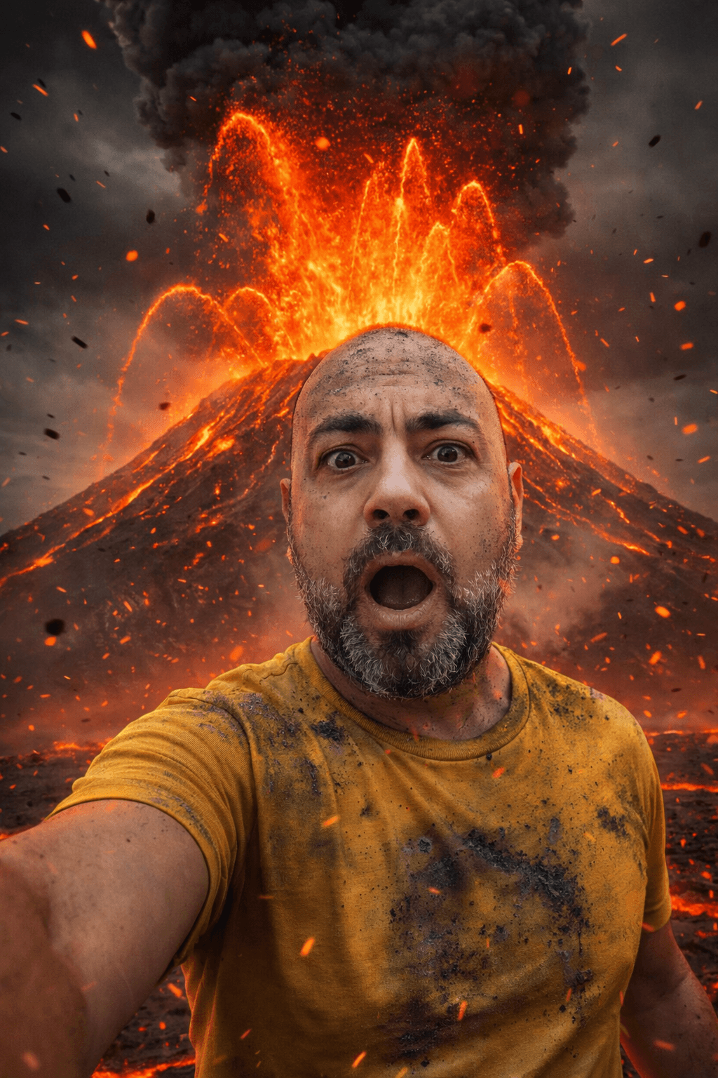 Cena - fugindo do vulcão