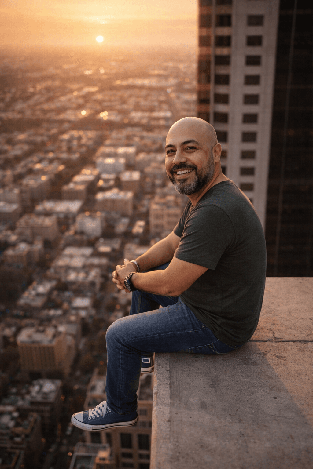 Sentado alto prédio